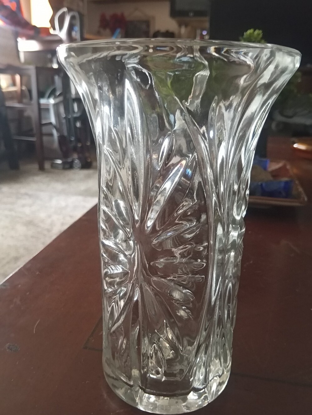 Vintage 1991 FTD Clear Glass Starburst Vase Taper Candle Holder Flower 7”
